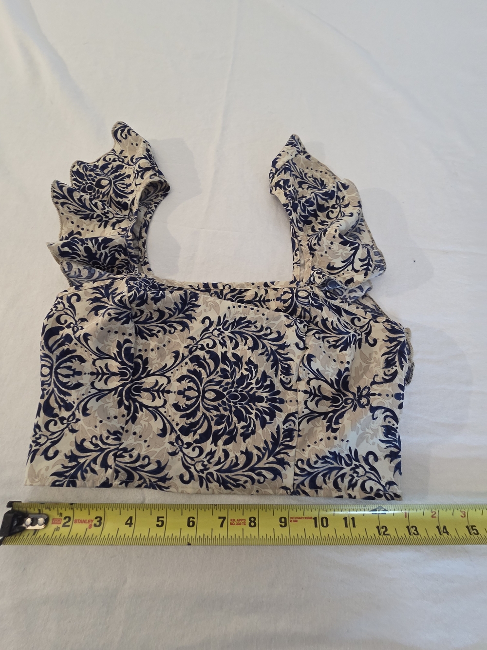 Navy Floral Ruffle Square-Neck Crop Top - Picture 2 of 7